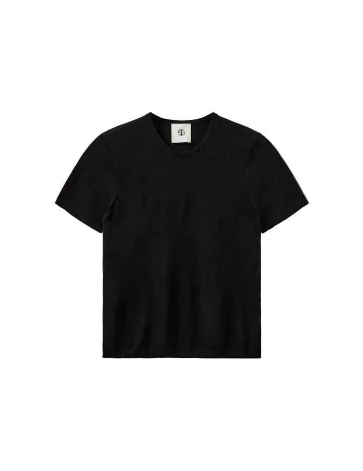 BERGEN KNIT TEE IN BLACK KNIT THE GARMENT 