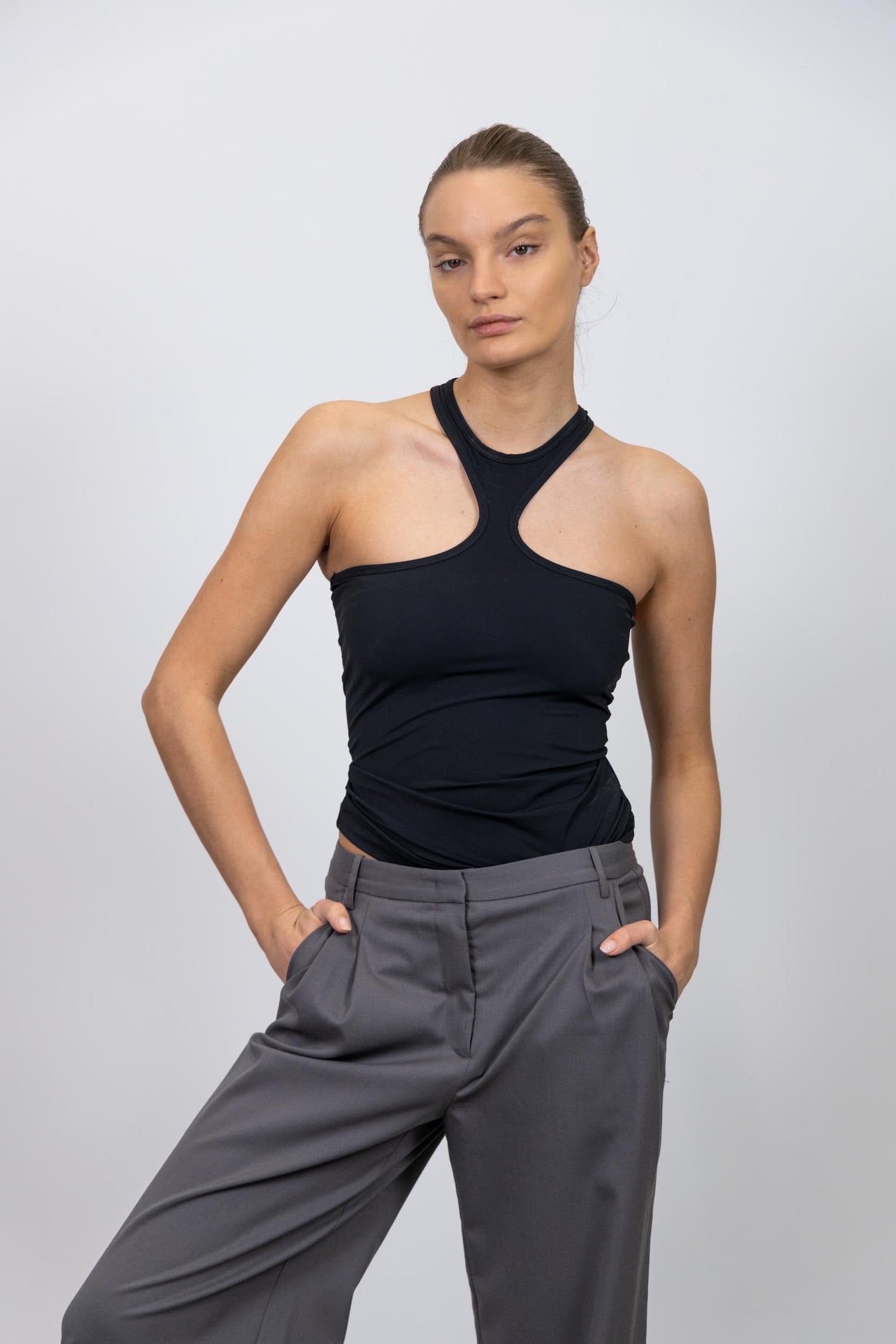 SHAPED TANK TOP IN BLACK TOP ROHE 