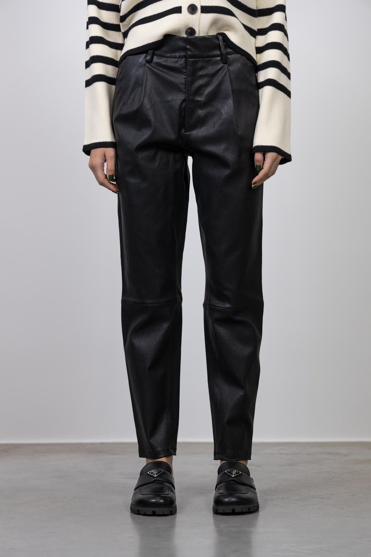 ANNIE STRAIGHT LEG LEATHER PANTS PANTS ENES 