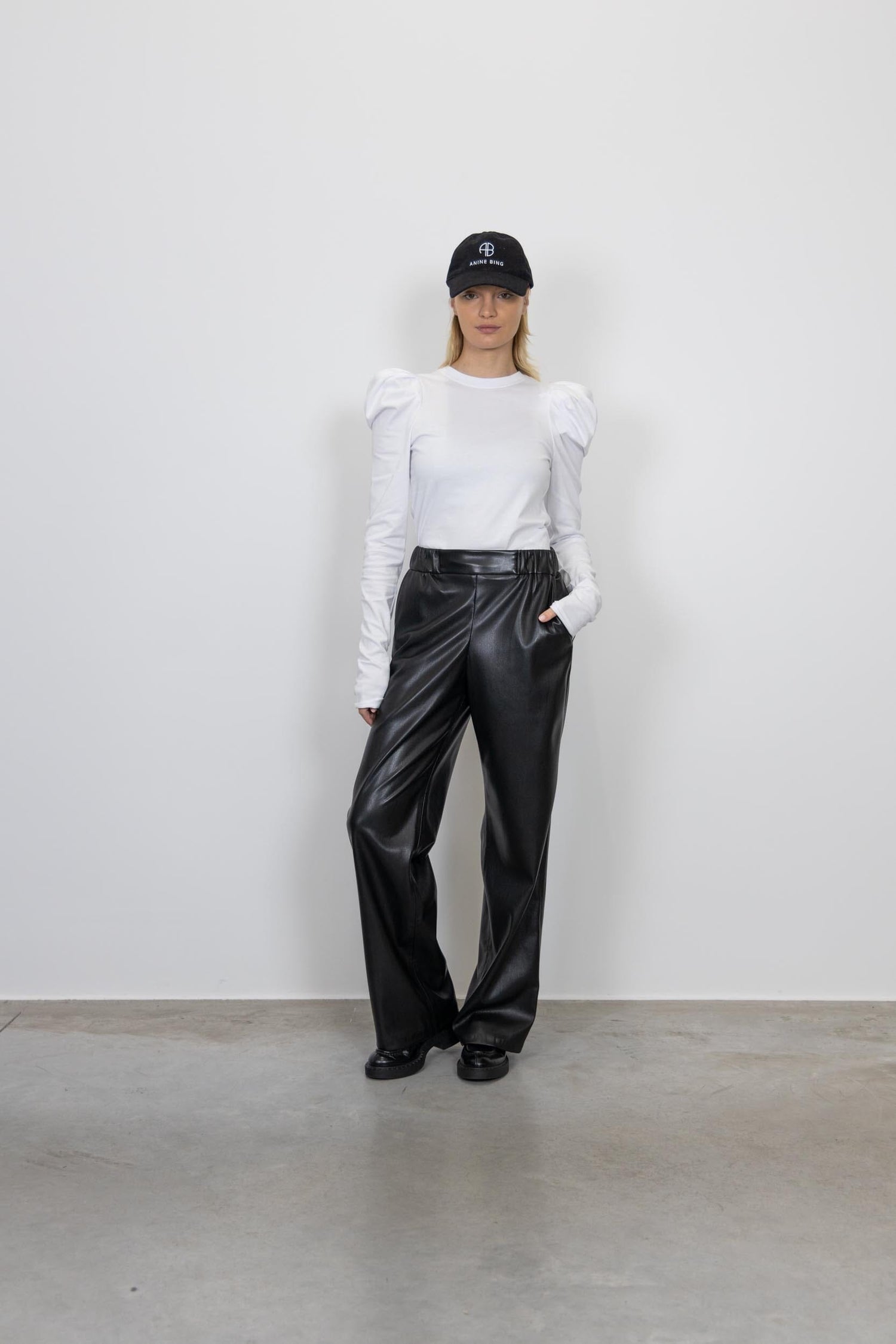 KOA VEGAN LEATHER WIDE LEG PANTS PANTS ANINE BING 