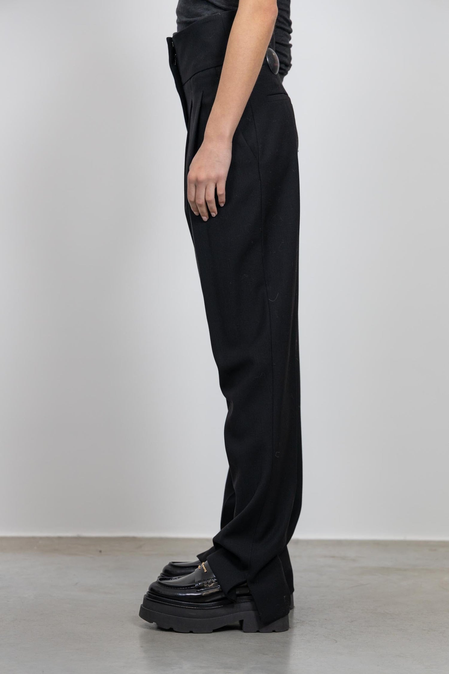 UDELA HIGH WAISTED WOOL PANTS IN BLACK PANTS IRO 