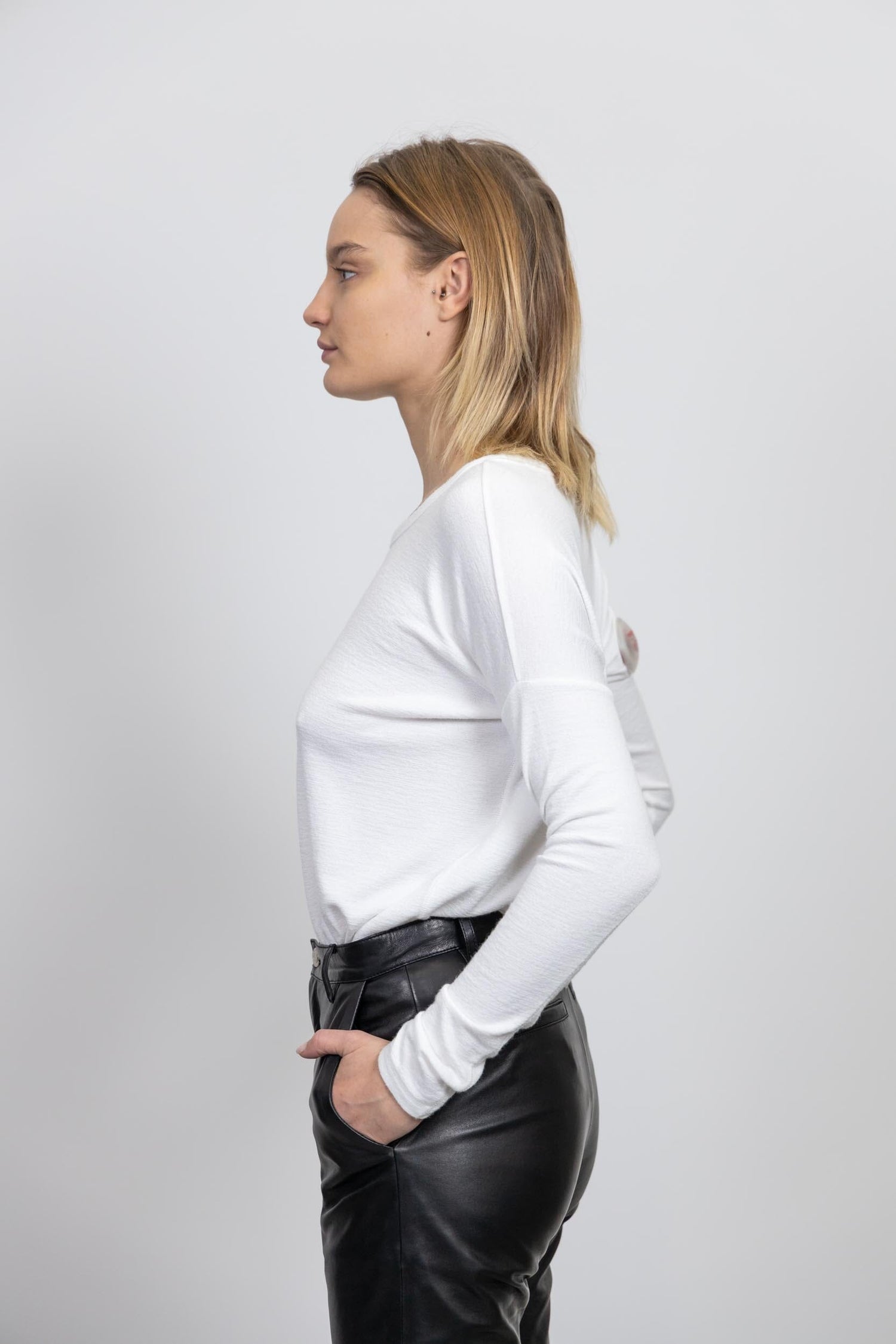 HUDSON O-NECK LONG SLEEVE TEE IN WHITE T-shirt RAG & BONE 