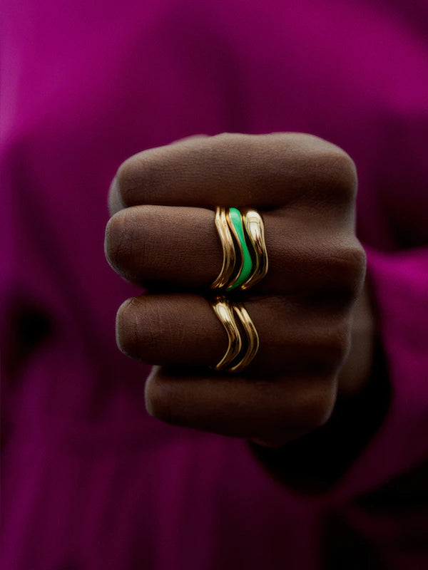 VAYU GOLD PLATED RING STACK JEWELRY MARIA BLACK 