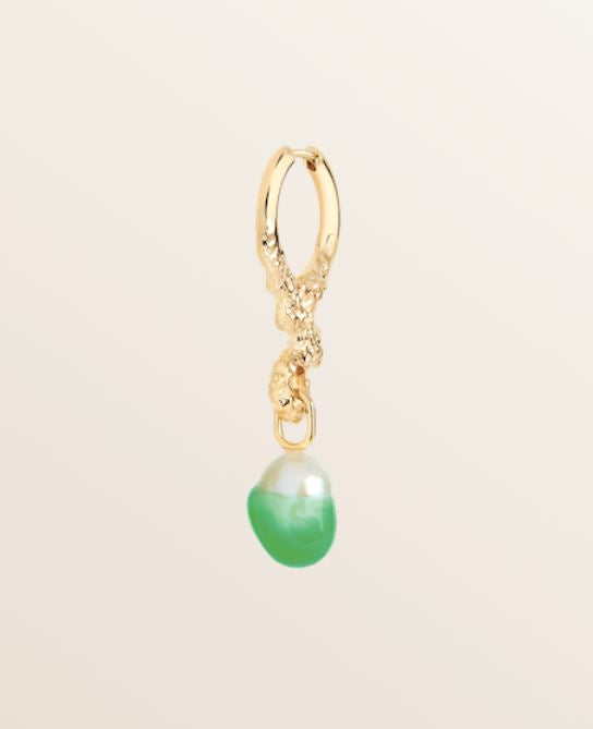MIRAN GOLD PLATED EARRING WITH GREEN PEARL EARRING MARIA BLACK 