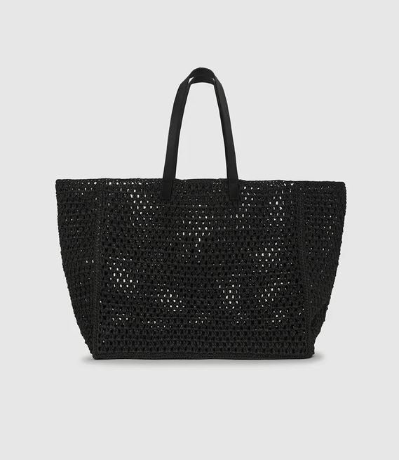 RIO LARGE WOVEN SEAGRASS TOTE BAG IN BLACK BAG ANINE BING 