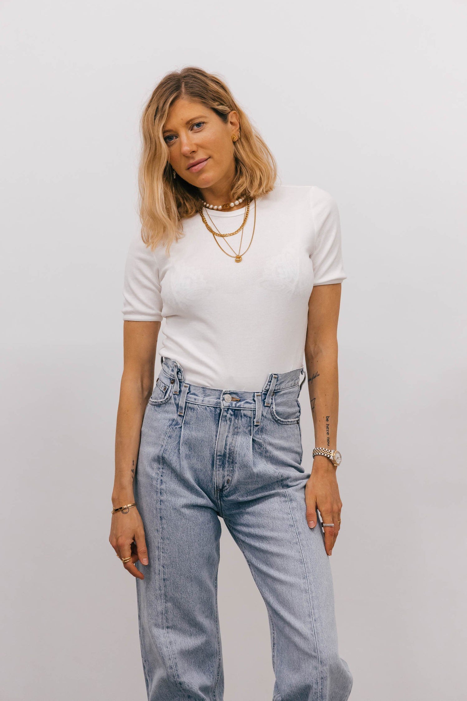 RELAXED RIB TEE IN WHITE T-shirt AGOLDE 