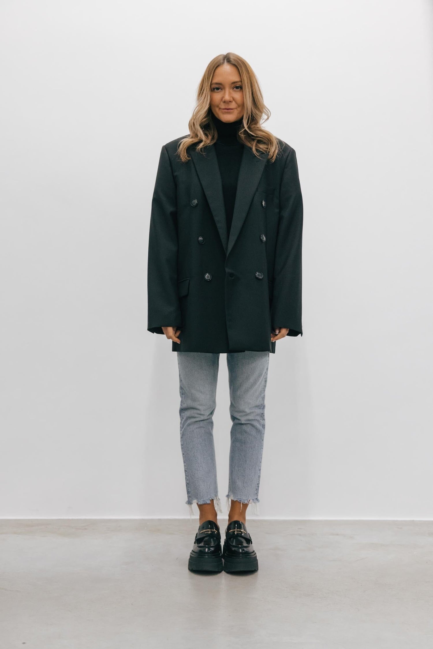 ALIX DOUBLE-BREASTED WOOL BLAZER IN BLK BLAZER ROHE 