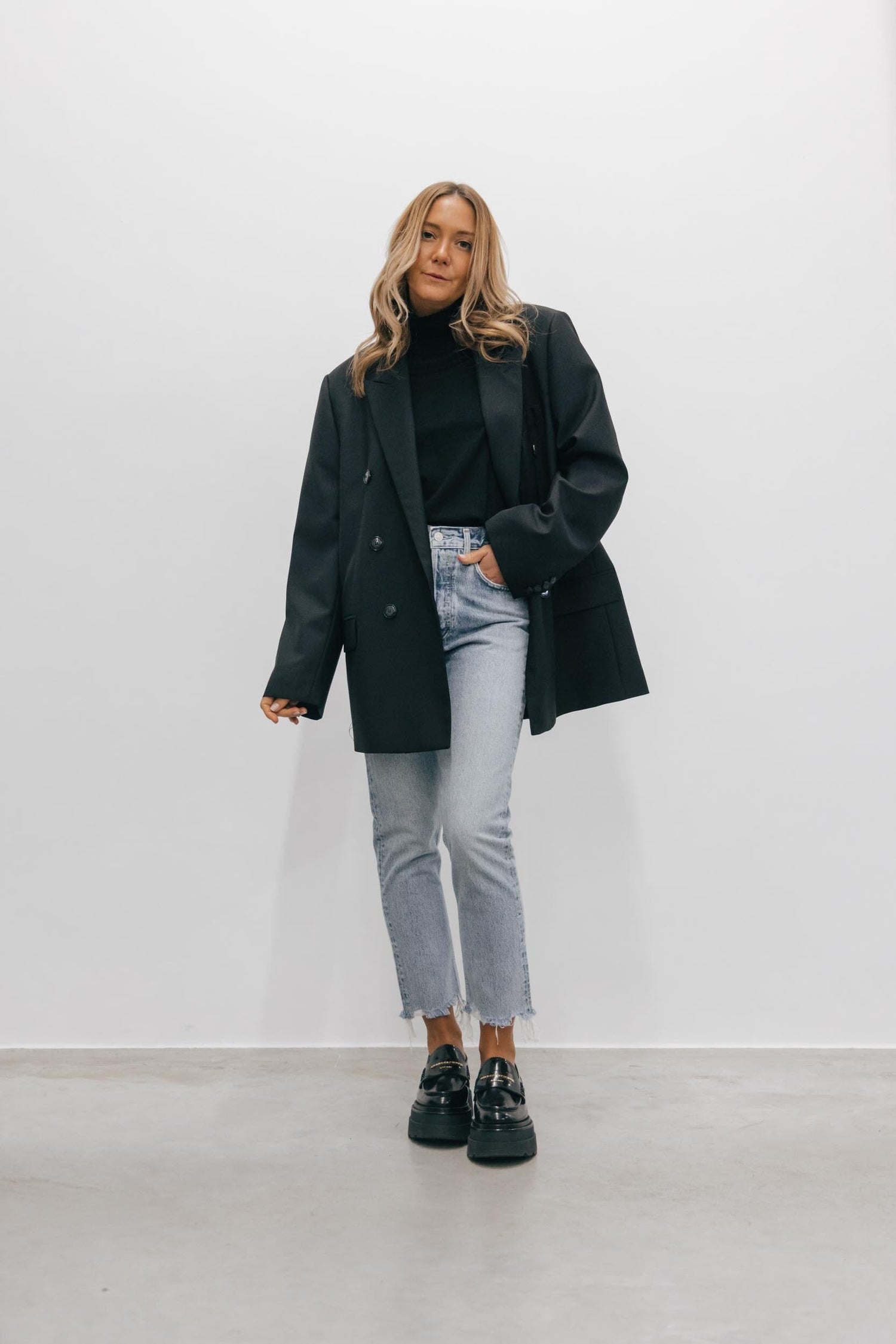 ALIX DOUBLE-BREASTED WOOL BLAZER IN BLK BLAZER ROHE 