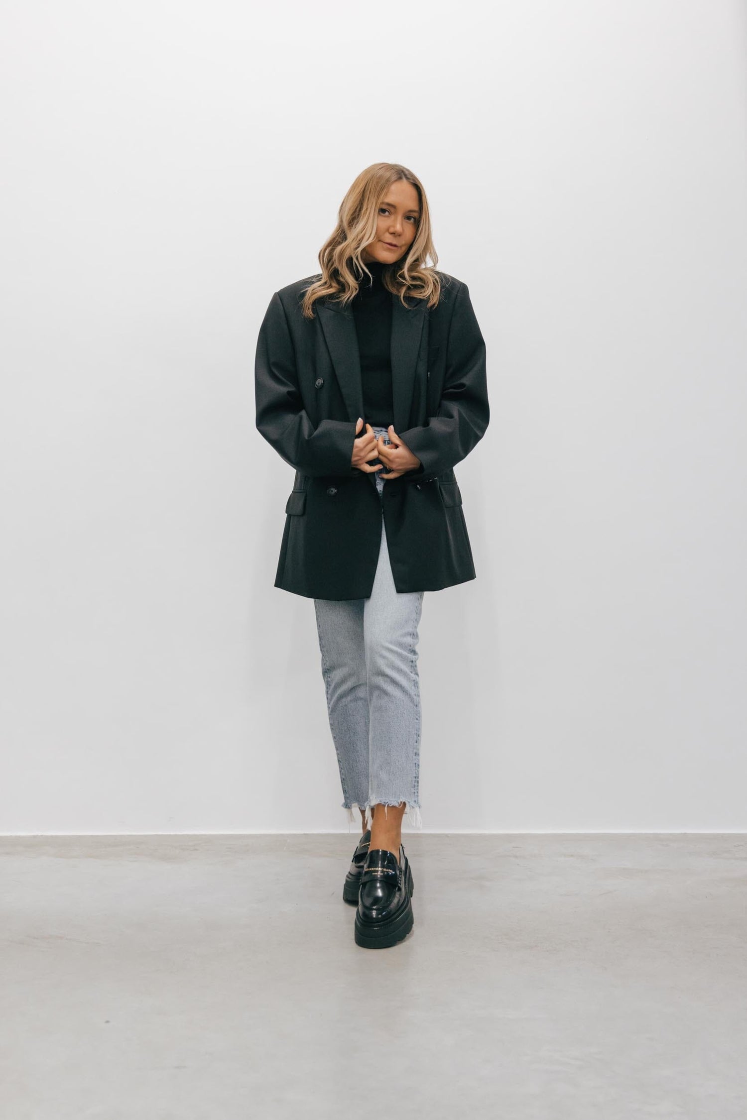 ALIX DOUBLE-BREASTED WOOL BLAZER IN BLK BLAZER ROHE 