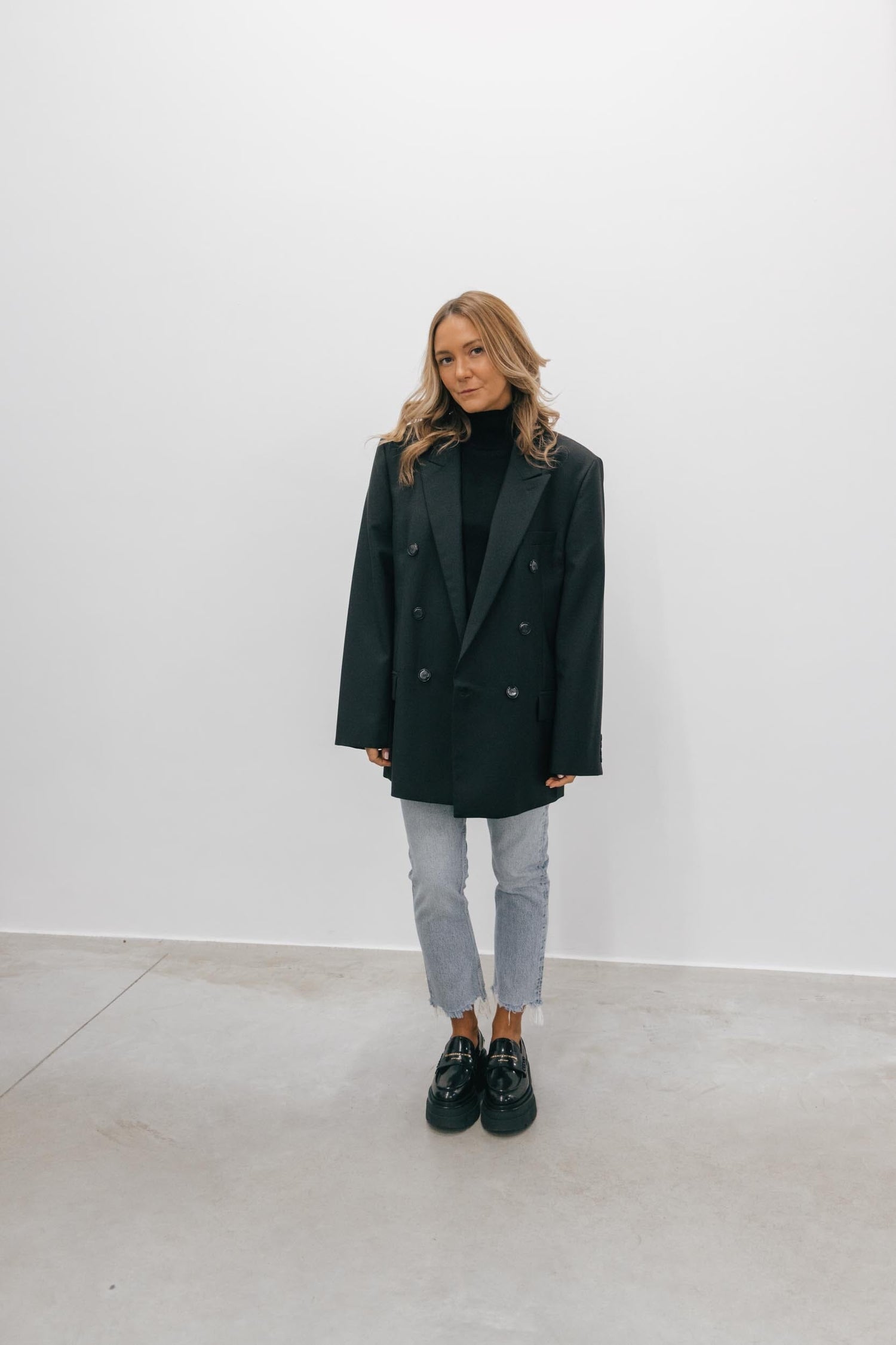 ALIX DOUBLE-BREASTED WOOL BLAZER IN BLK BLAZER ROHE 