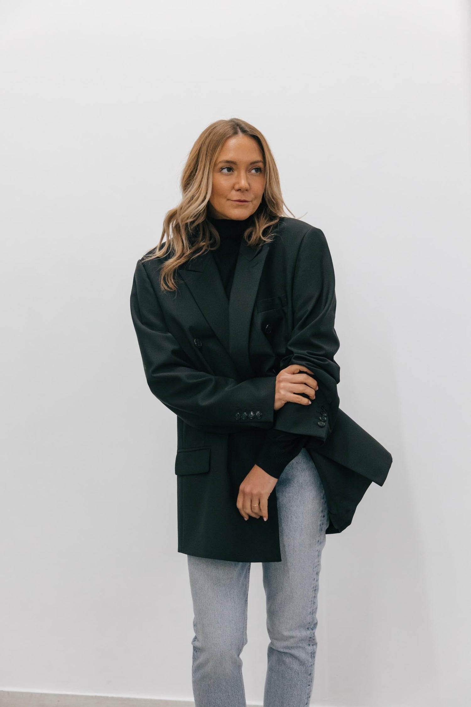 ALIX DOUBLE-BREASTED WOOL BLAZER IN BLK BLAZER ROHE 